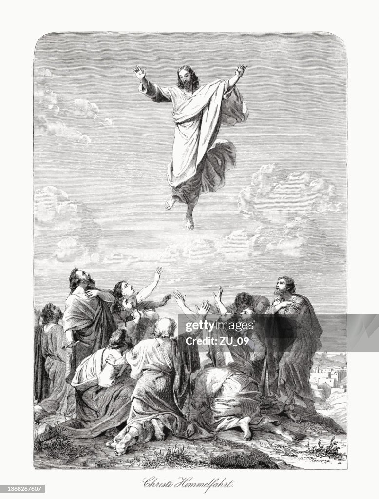 Ascension of Christ (Acts 1), wood engraving, published in 1862