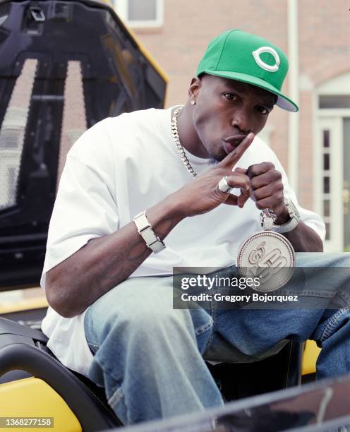 Star wide receiver Chad Ochocinco Johnson at his home in May, 2005 in Cincinnati, Ohio.