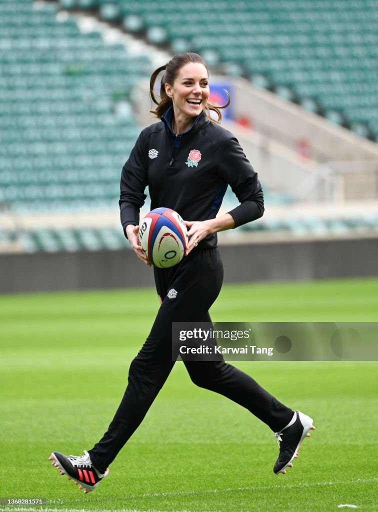 The Duchess of Cambridge Joins England Rugby Training Session
