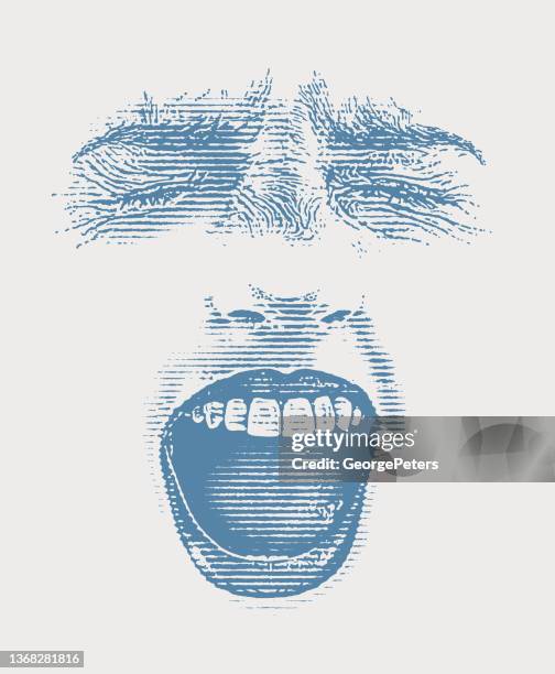 high key illustration of a woman screaming - angry eyes stock illustrations