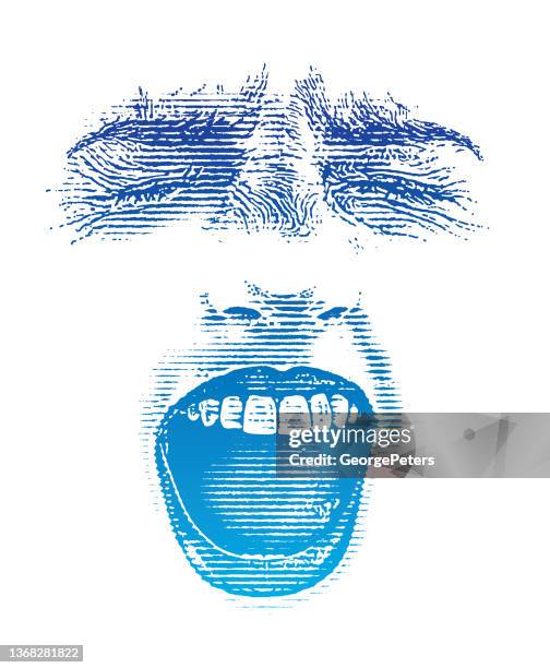 high key illustration of a woman screaming - eyes closed stock illustrations