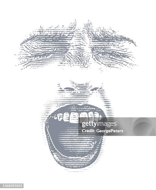 high key illustration of a woman screaming - eyes closed stock illustrations