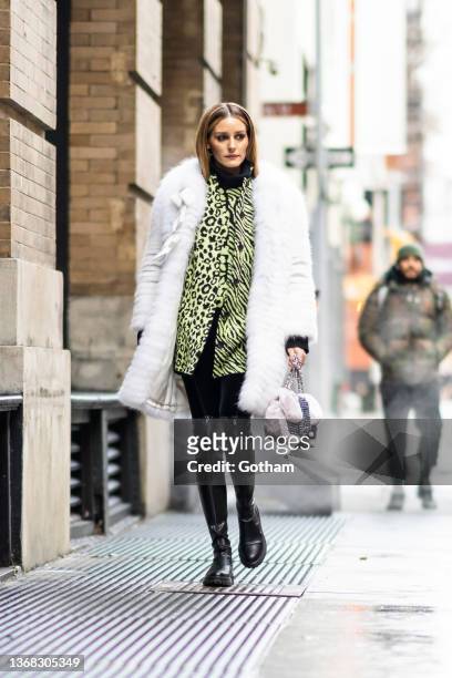 Olivia Palermo is seen in SoHo on February 02, 2022 in New York City.