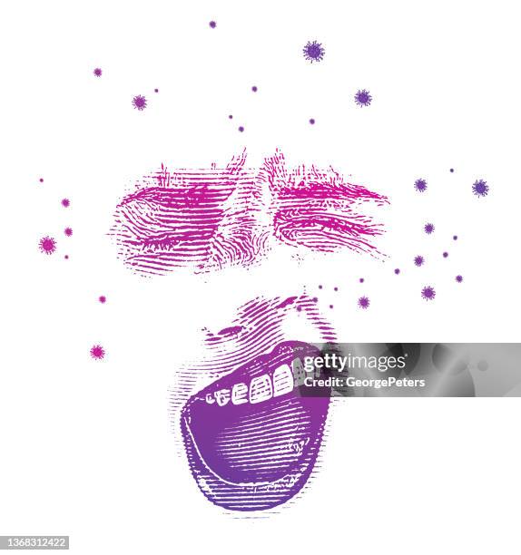 face with itchy nose and sneezing - pollen allergies stock illustrations