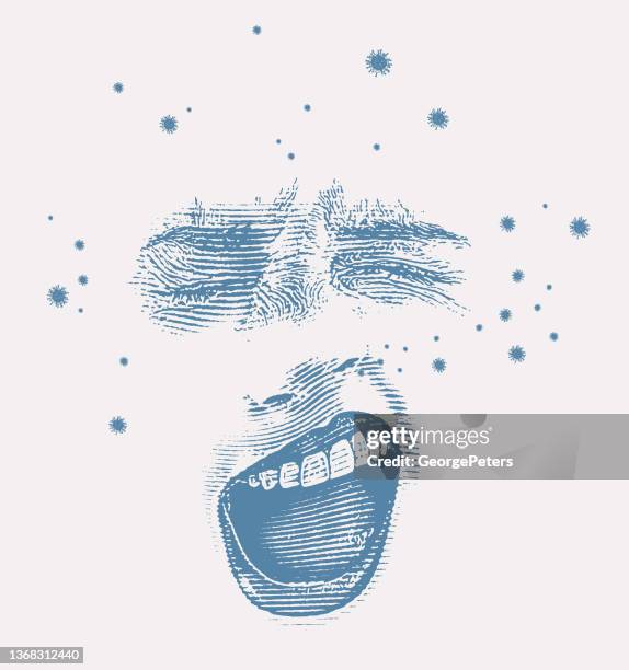 face with itchy nose and sneezing - pollen stock illustrations