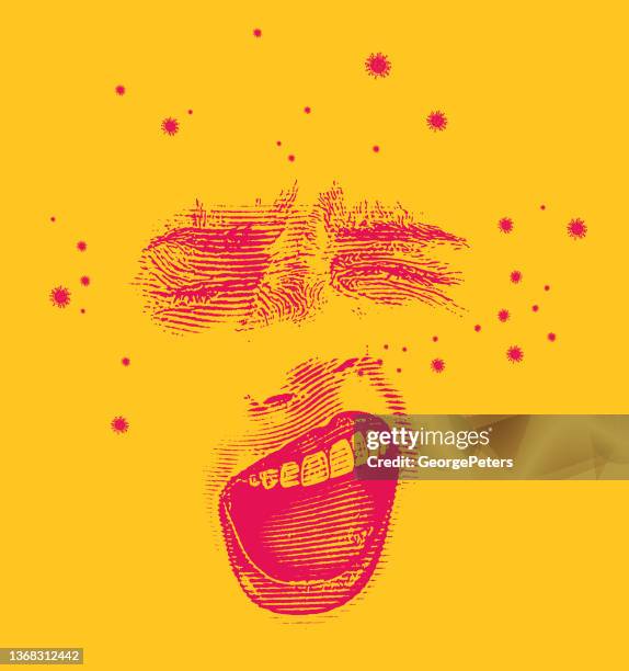 face with itchy nose and sneezing - pollen allergies stock illustrations