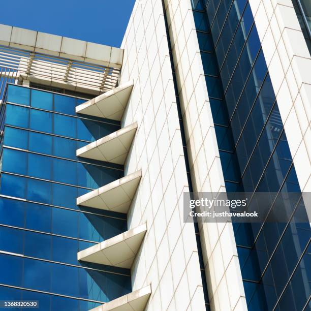 facade and design details of modern office building - fensterfront bildbanksfoton och bilder
