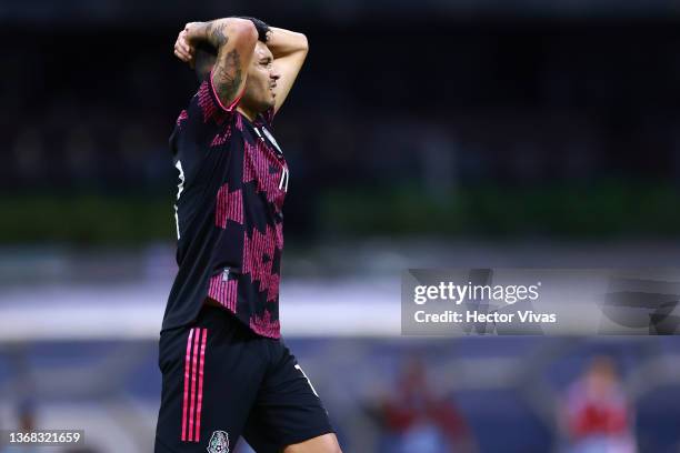 Jesus Manuel Corona of Mexico reacts during the match between Mexico and Panama as part of the Concacaf 2022 FIFA World Cup Qualifier at Azteca...