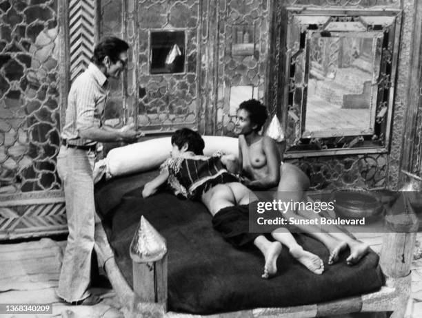 Director Pier Paolo Pasolini on the set of the film “Les mille et une nuits” directed by Pier Paolo Pasolini.