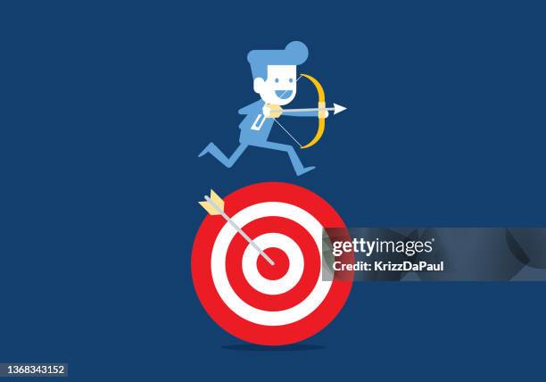 businessman hitting the target - poor vision stock illustrations