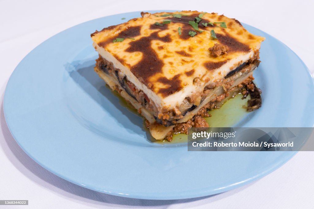 Moussaka traditional Greek food, Crete island