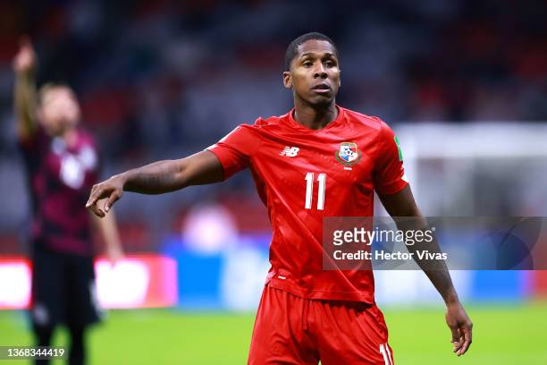 Armando Cooper of Panama gestures during the match between Mexico and Panama as part of the Concacaf 2022 FIFA World Cup Qualifier at Azteca Stadium...