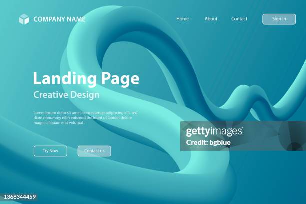 landing page template - fluid abstract design on blue gradient background - energy abstract green background stock illustrations