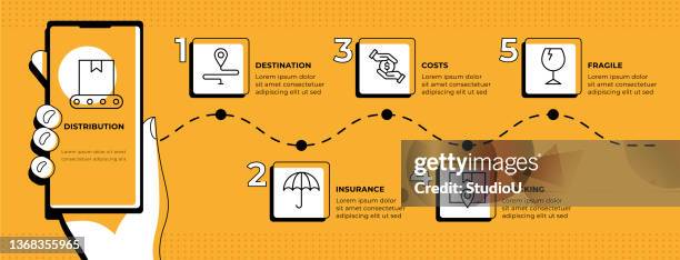delivery and logistics infographic template - drone package stock illustrations