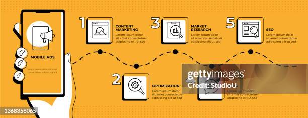 digital marketing infographic template - instagram stories stock illustrations