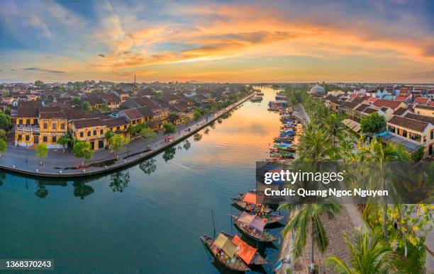 aerial view hoi an, vietnam - hoi an vietnam stock-fotos und bilder