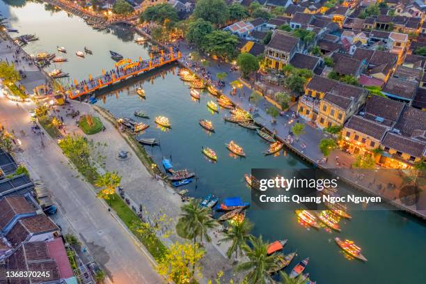 hoi an aerial view - hoi an vietnam stock-fotos und bilder