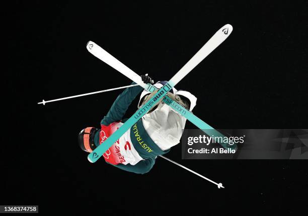 Jakara Anthony of Team Australia performs a trick during the Women's Freestyle Skiing Moguls Qualification during the Beijing 2022 Winter Olympic...