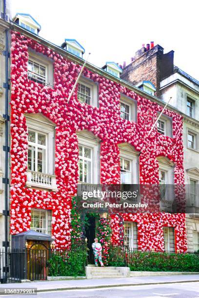 The exterior of Annabel's Nightclub decorated during the Chelsea Flower Show on May 26,2018 in London, England.