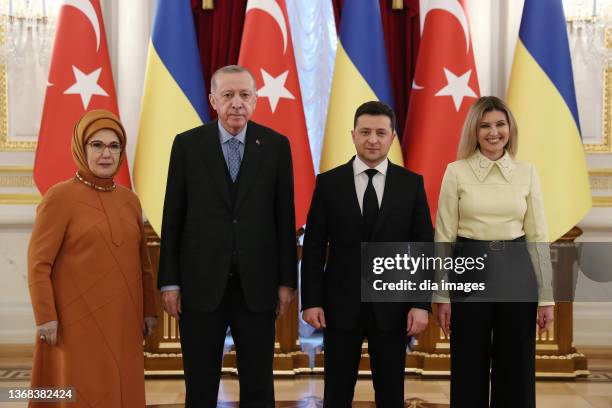 President of Turkey Recep Tayyip Erdogan, President of Ukraine Vladimir Zelensky and the spouses of the Presidents Emine Erdogan and Olena Zelenska...