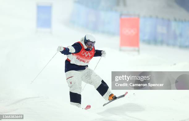 Bradley Wilson of Team United States loses control while competing during the Men's Freestyle Skiing Moguls Qualification during the Beijing 2022...