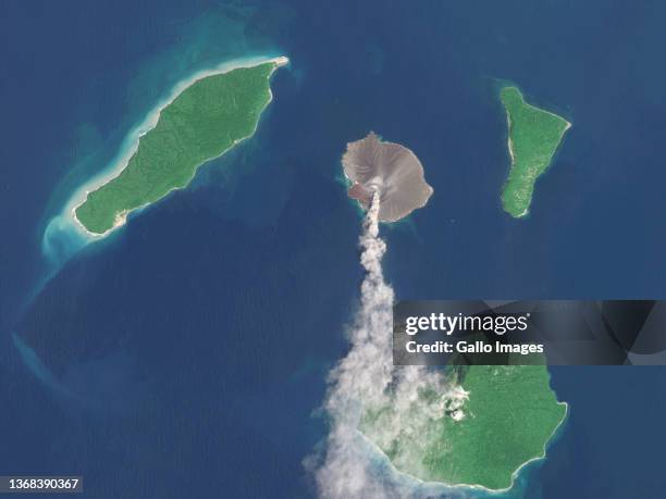 Volcanic plume from Anak Krakatau volcano, Indonesia.