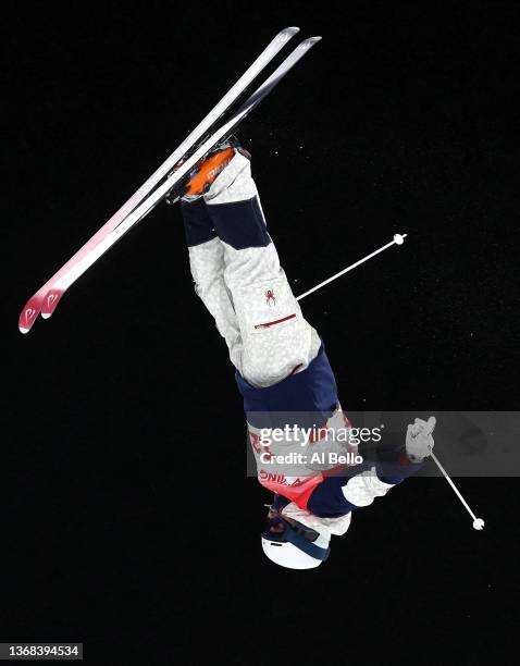 Bradley Wilson of Team United States performs a trick during the Men's Freestyle Skiing Moguls Qualification during the Beijing 2022 Winter Olympic...