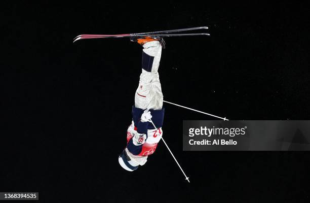 Bradley Wilson of Team United States performs a trick during the Men's Freestyle Skiing Moguls Qualification during the Beijing 2022 Winter Olympic...