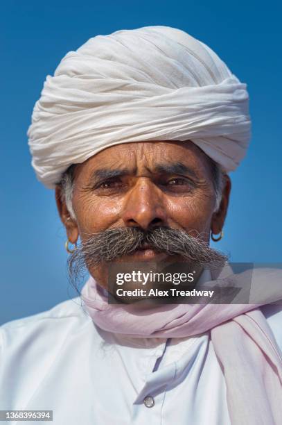 rajasthani man - bigote manillar fotografías e imágenes de stock