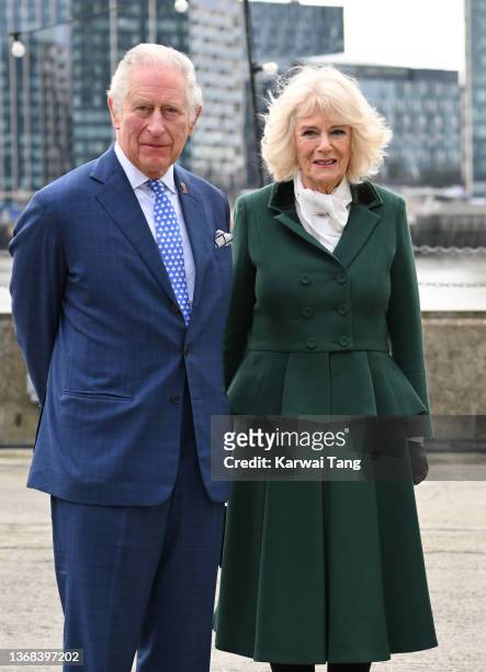 Prince Charles, Prince of Wales and Camilla, Duchess of Cornwall arrive for their visit to The Prince's Foundation training site for arts and culture...