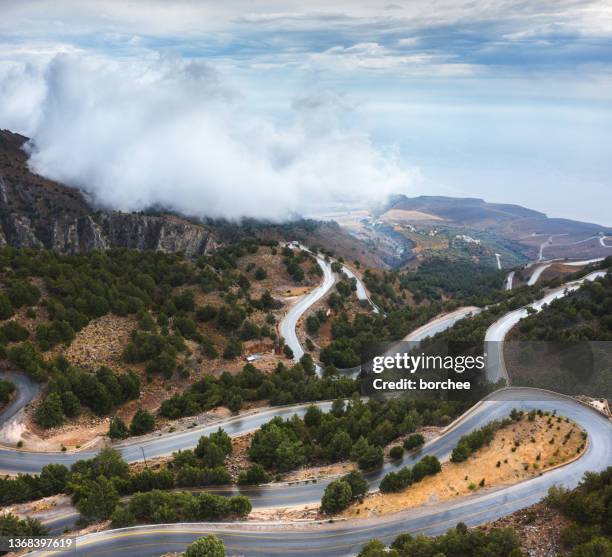 winding road in crete, greece - steep road stock pictures, royalty-free photos & images