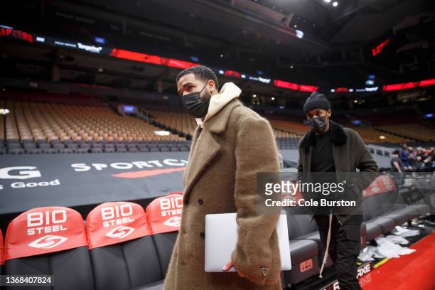 Toronto rapper Drake leaves following the NBA game between the Toronto Raptors and the Miami Heat at Scotiabank Arena on February 1, 2022 in Toronto,...