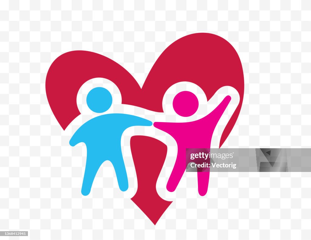 Family in Heart Shape Design Element