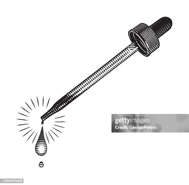 eyedropper and drop of essential oil - pipette stock illustrations