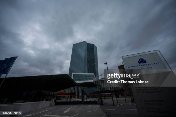 The headquarters of the European Central Bank pictured on February 03, 2022 in Frankfurt, Germany. Inflation in the Eurozone, driven by rising energy...