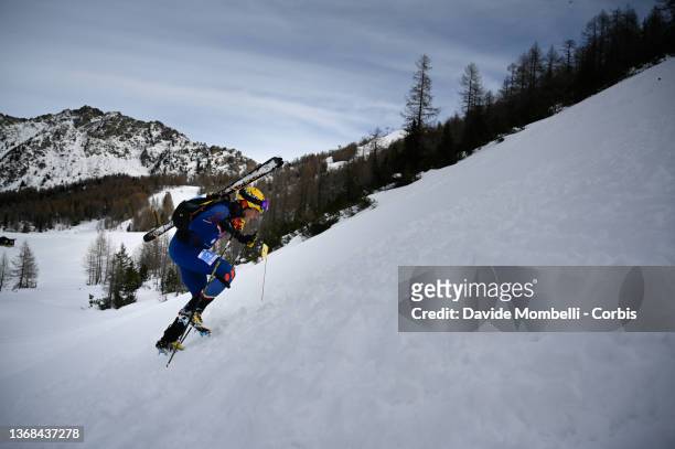 Michele Boscacci, for Italy category M Senior, during Valtellina Orobie World Cup Individual Race ISMF World Cup Ski Mountaineering on February 3,...