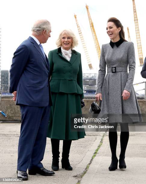 Prince Charles, Prince of Wales, Camilla, Duchess of Cornwall and Catherine, Duchess of Cambridge smiles during her visit to The Prince's Foundation...