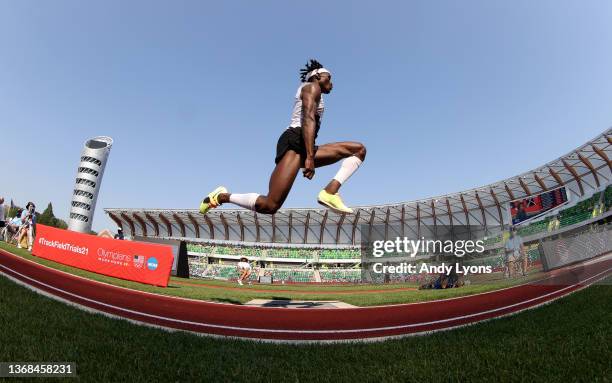 Will Claye in the Men Triple Jump at Hayward Field on June 26, 2021 in Eugene, Oregon.