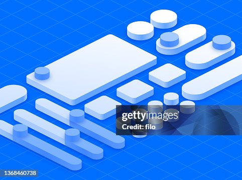 Isometric User Interface UI UX Design Elements Blueprint Background Isometric User Interface UI UX Design Elements Blueprint Background