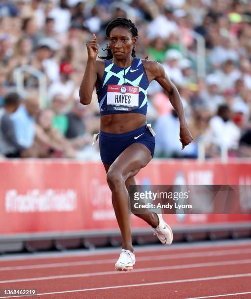 Quanera Hayes in the Women 400 Meter at Hayward Field on June 26, 2021 in Eugene, Oregon.