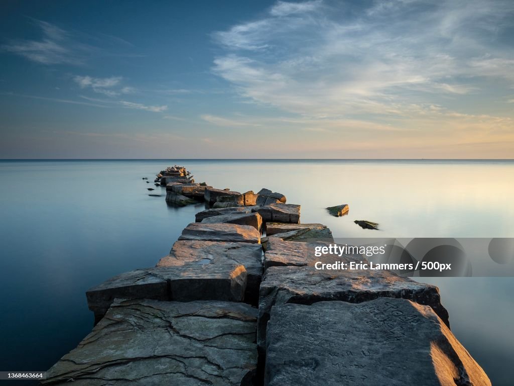 Huntington Beach,Scenic view of sea against sky during sunset,Bay Village,Ohio,United States,USA