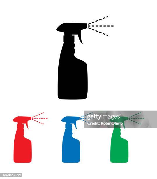 spray bottle icons set - spray bottle on white stock illustrations