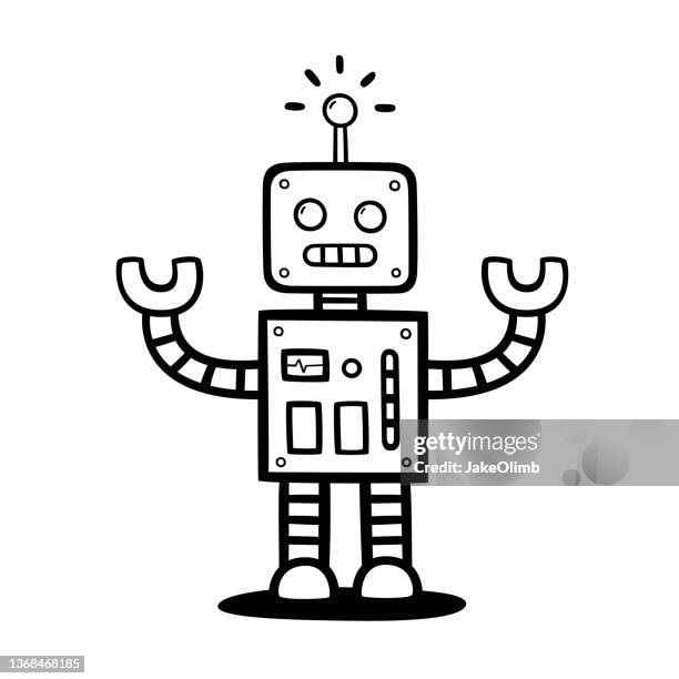 ilustrações, clipart, desenhos animados e ícones de robô doodle 5 - assistant