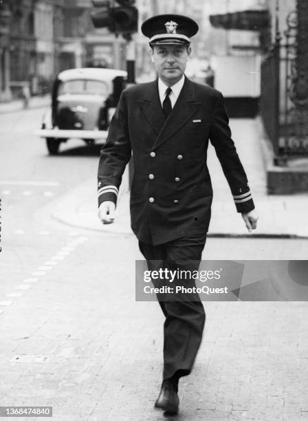 View of American actor and US Navy lieutenant Robert Montgomery , London, England, circa 1943, At the time, he was serving as naval attache at the US...