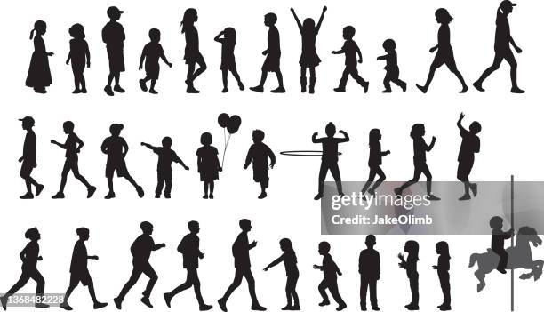 illustrations, cliparts, dessins animés et icônes de silhouettes d’enfants 2 - enfant