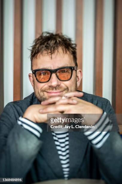 Singer and songwriter from Blur, Damon Albarn is photographed for Los Angeles Times on January 18, 2022 at The Roof, at The West Hollywood EDITION,...