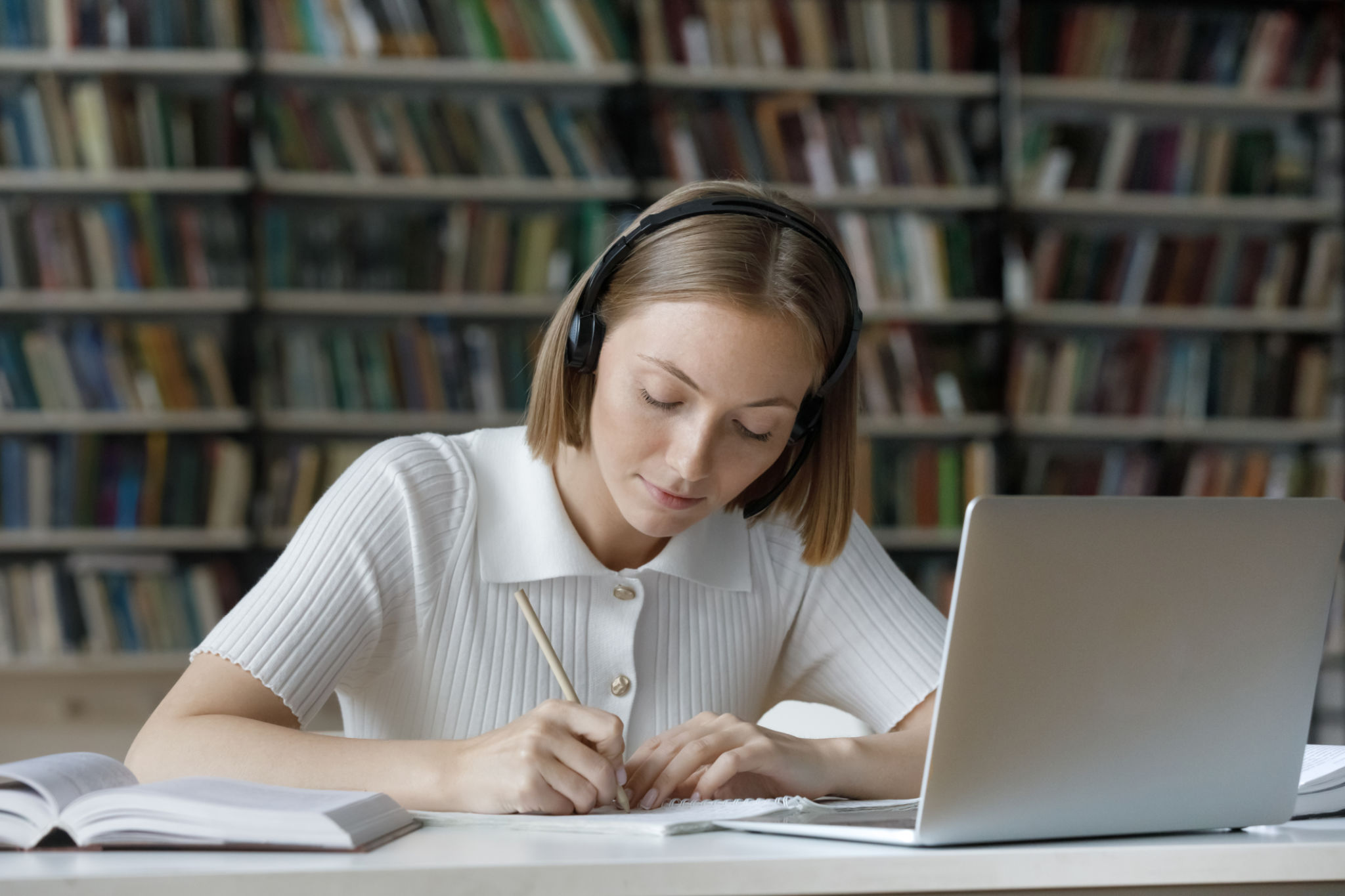 student writing essay