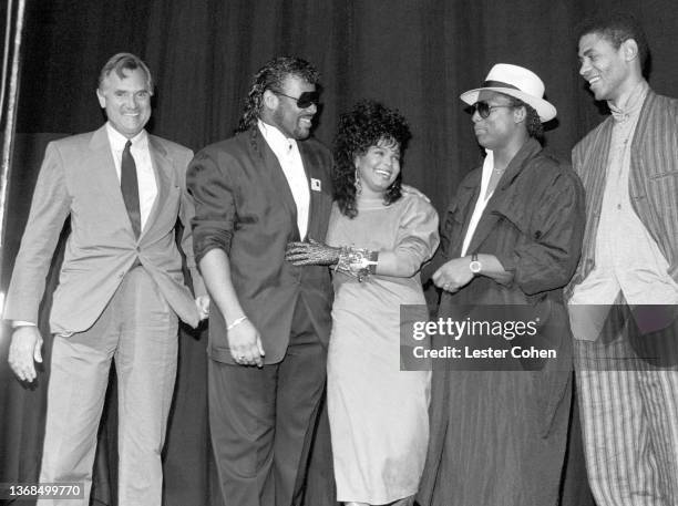 American music, film executive and President A&M Gil Friesen , American R&B/pop songwriting and record producer Jimmy Jam, American singer,...