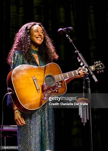 Corinne Bailey Rae performs onstage at Ryman Auditorium on February 03, 2022 in Nashville, Tennessee.