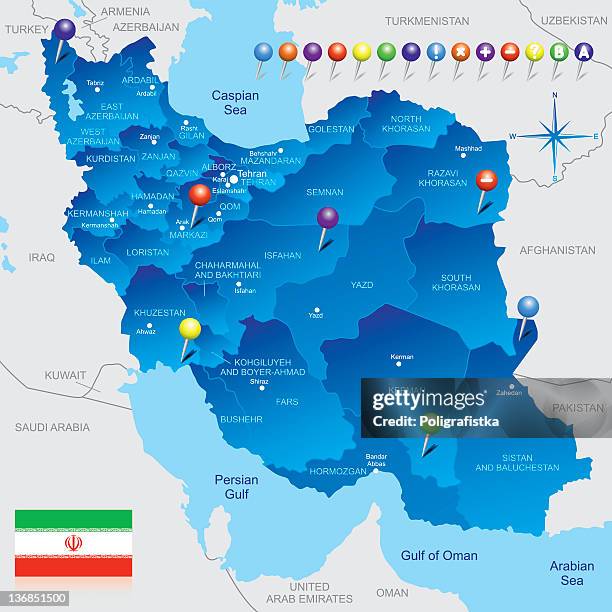 map of iran - tehran stock illustrations
